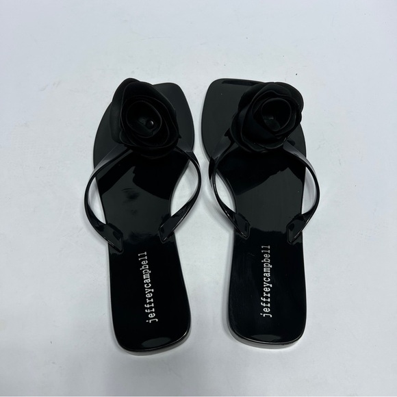 Jeffrey Campbell Fleuris Jelly Flip Flop Black Floral Thong Sandle Size 9 NWOT - Picture 3 of 6